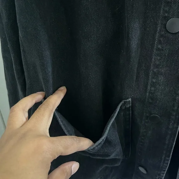 Zara Grunge punk rock Black Denim Jacket with Silver Studs #Modernmideival - Picture 9 of 13